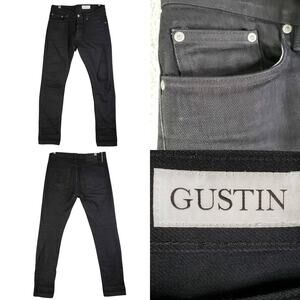 Gustin Jeans Men’s Size 31x32 Black Selvedge Denim Skinny Button Fly Raw